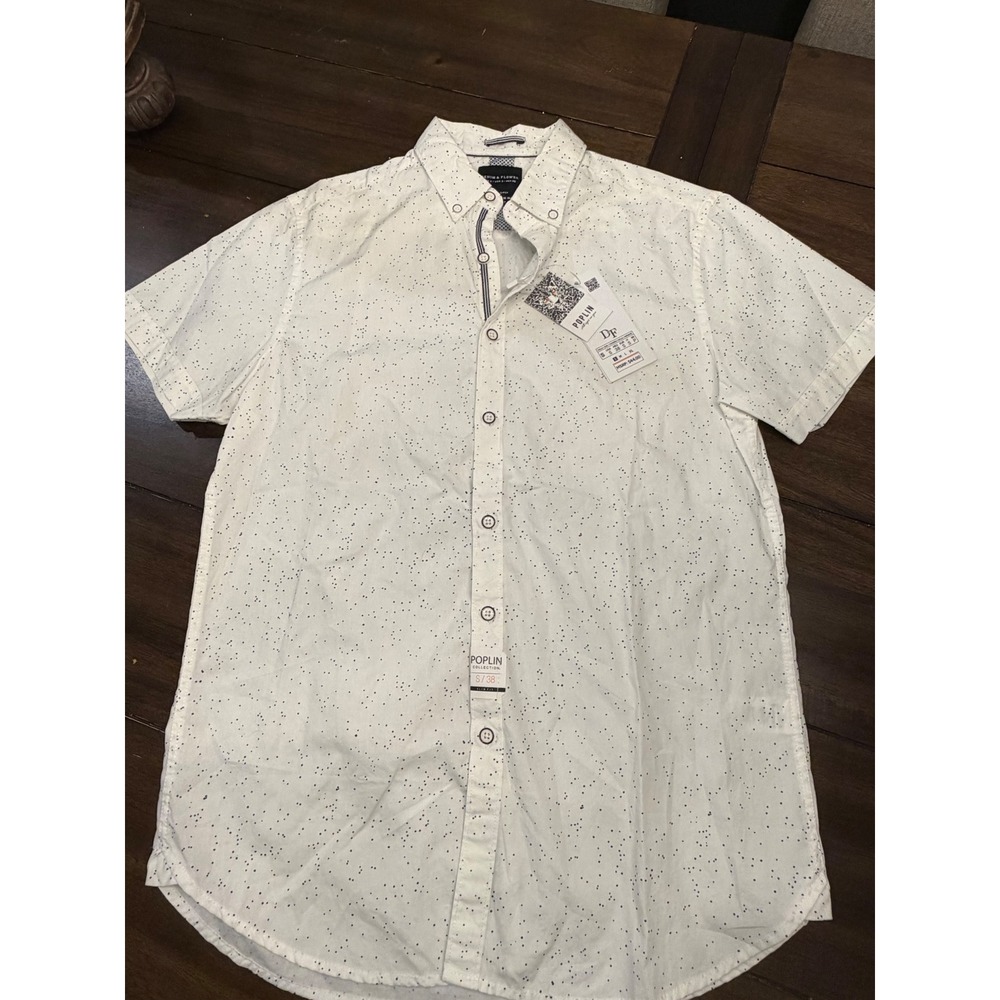 Denim & Flower Ricky Singh Men's S NWT Speckle Poplin Slim Fit Button Down Shirt